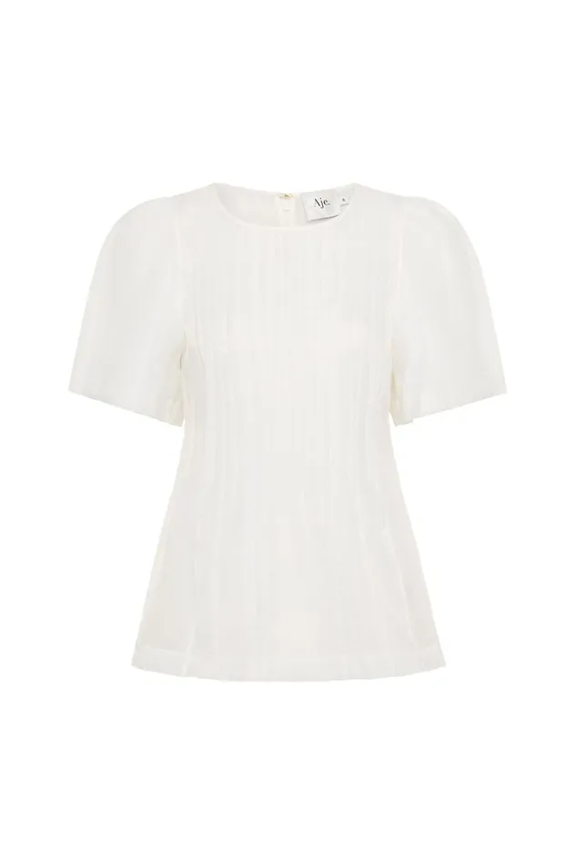 Stella Linear Ruffle Top Ivory Women Aje Tops