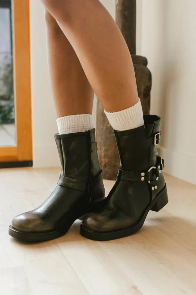 Steve Madden Moto Boots Black Women Bohme Shoes