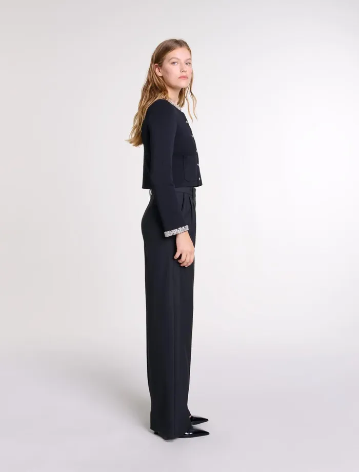 Sweaters and Cardigans Women Maje Cardigan With Rhinestone Trim Black