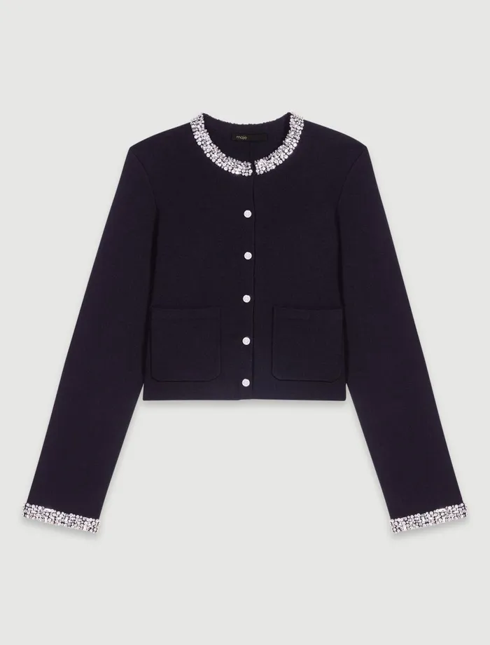 Sweaters and Cardigans Women Maje Cardigan With Rhinestone Trim Black