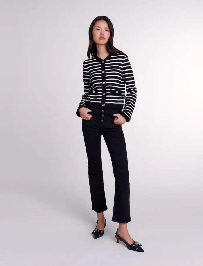 Sweaters and Cardigans Women Maje Striped Cardigan Blackecru