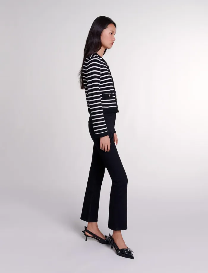 Sweaters and Cardigans Women Maje Striped Cardigan Blackecru