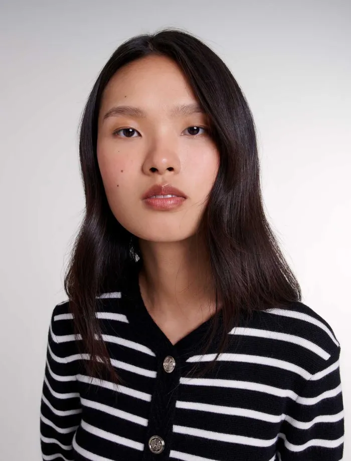 Sweaters and Cardigans Women Maje Striped Cardigan Blackecru