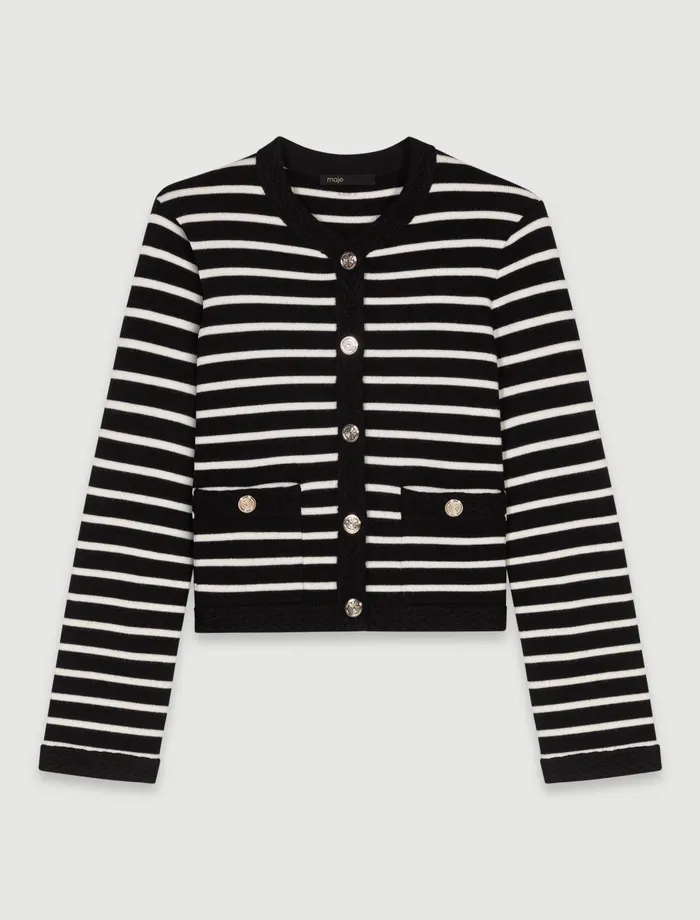 Sweaters and Cardigans Women Maje Striped Cardigan Blackecru