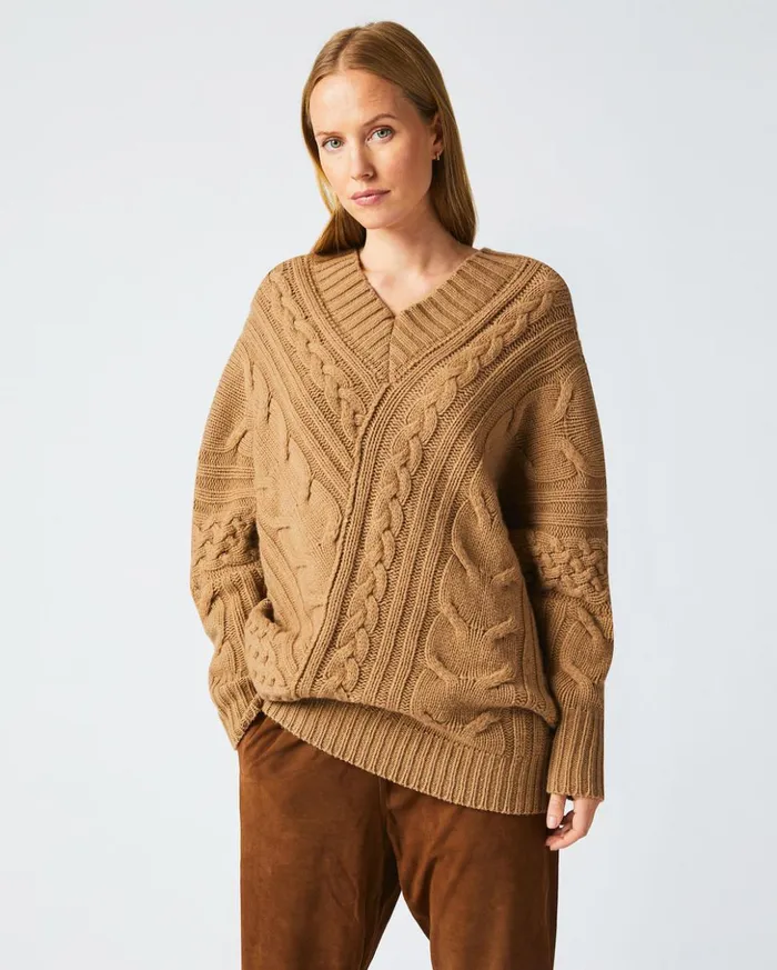 Sweaters and Knits Women Billy Reid Bias Cable Sweater Camel