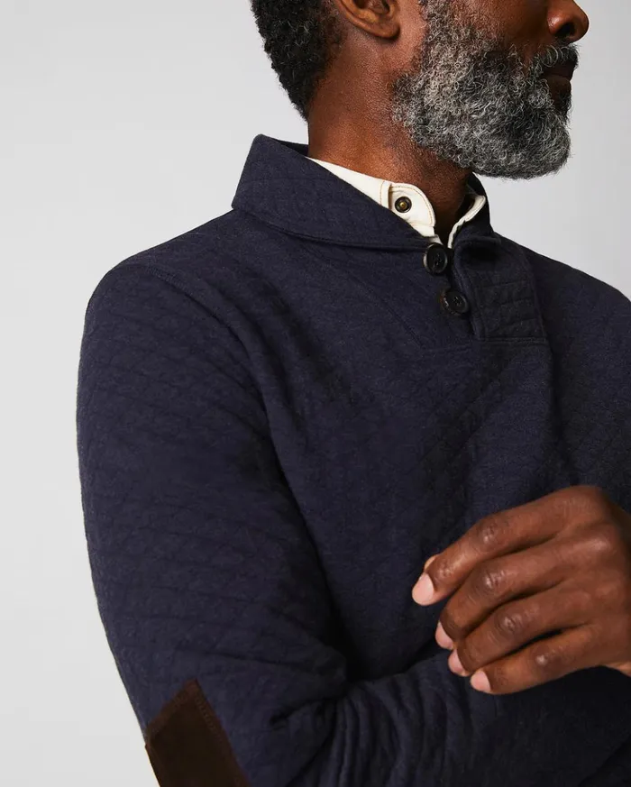 Sweaters and Sweatshirts Men Billy Reid Diamond Quilt Shawl Dark Navy