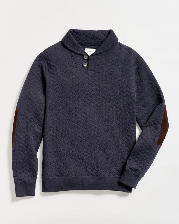 Sweaters and Sweatshirts Men Billy Reid Diamond Quilt Shawl Dark Navy