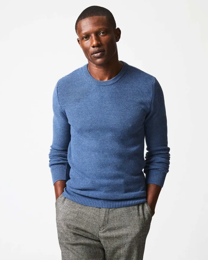 Sweaters and Sweatshirts Men Billy Reid Hunting Sweater Denim Blue