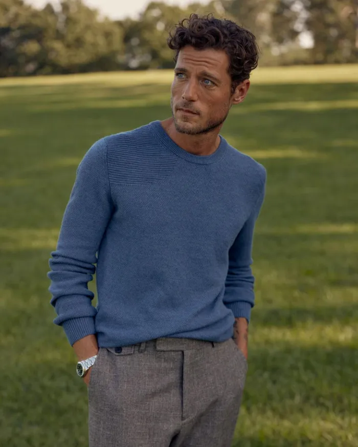 Sweaters and Sweatshirts Men Billy Reid Hunting Sweater Denim Blue