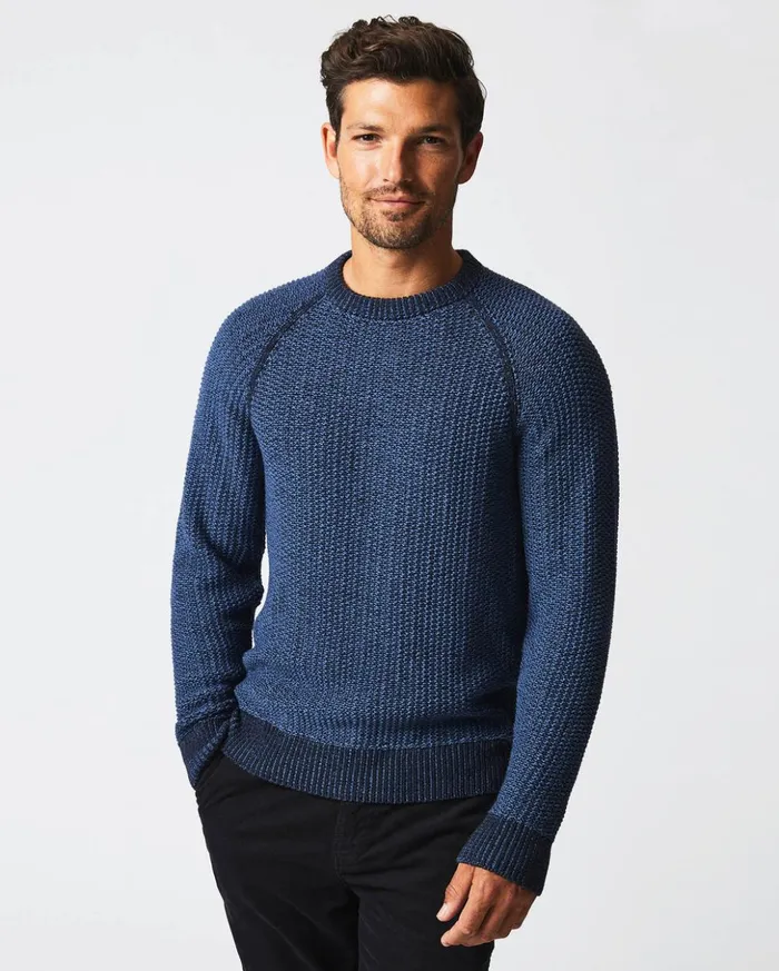 Sweaters and Sweatshirts Men Billy Reid Marled Crewneck Sweater Carbon Blue