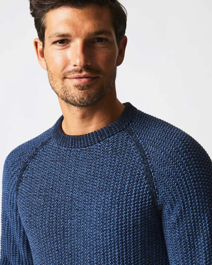 Sweaters and Sweatshirts Men Billy Reid Marled Crewneck Sweater Carbon Blue