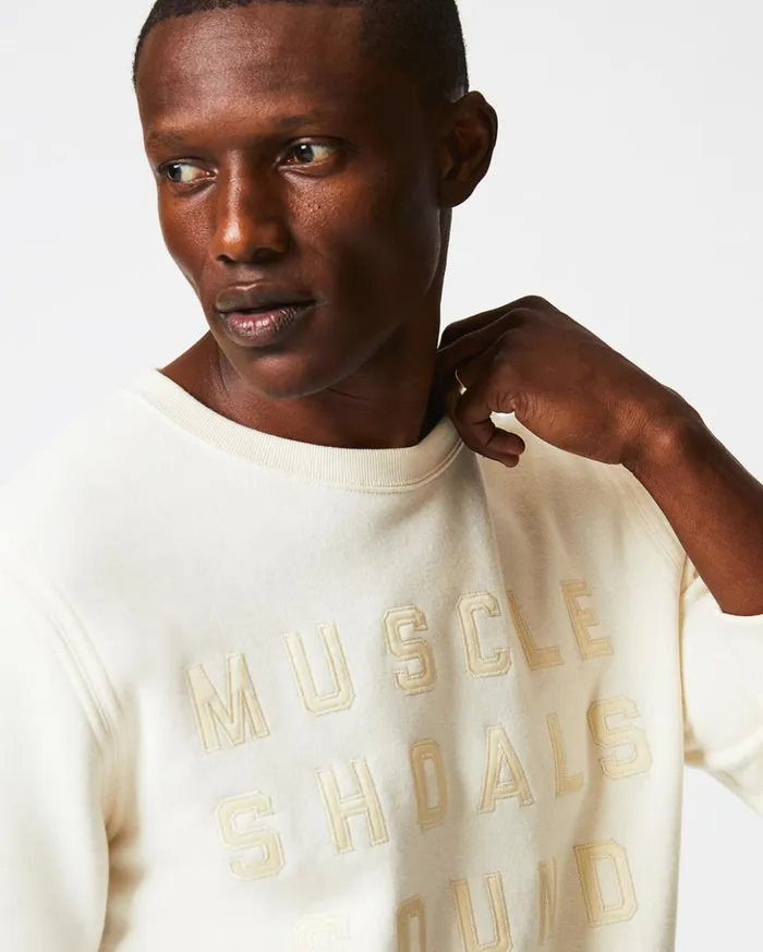 Sweaters and Sweatshirts Men Billy Reid Muscle Shoals Sound Crew Natural