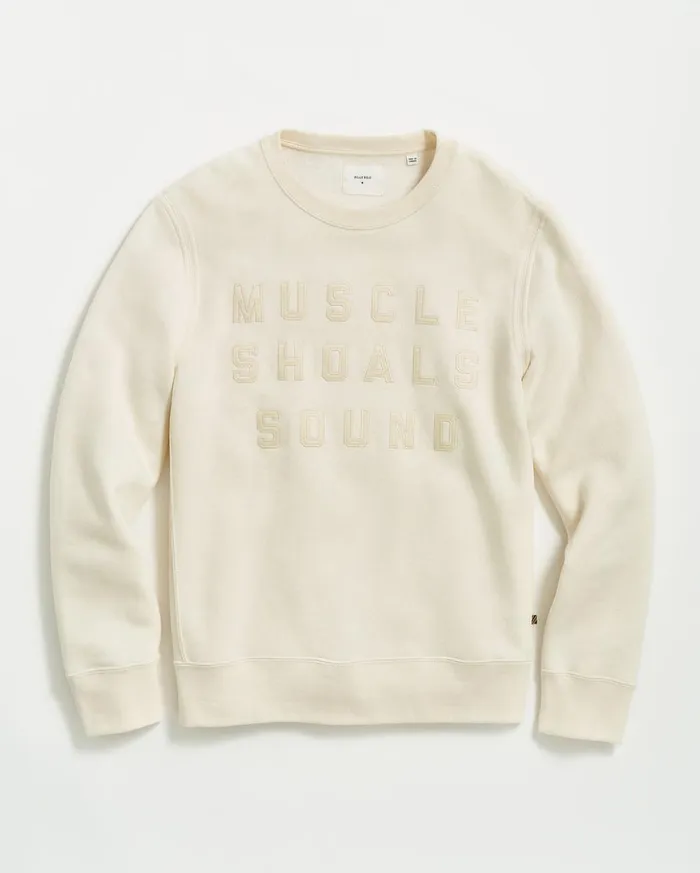 Sweaters and Sweatshirts Men Billy Reid Muscle Shoals Sound Crew Natural