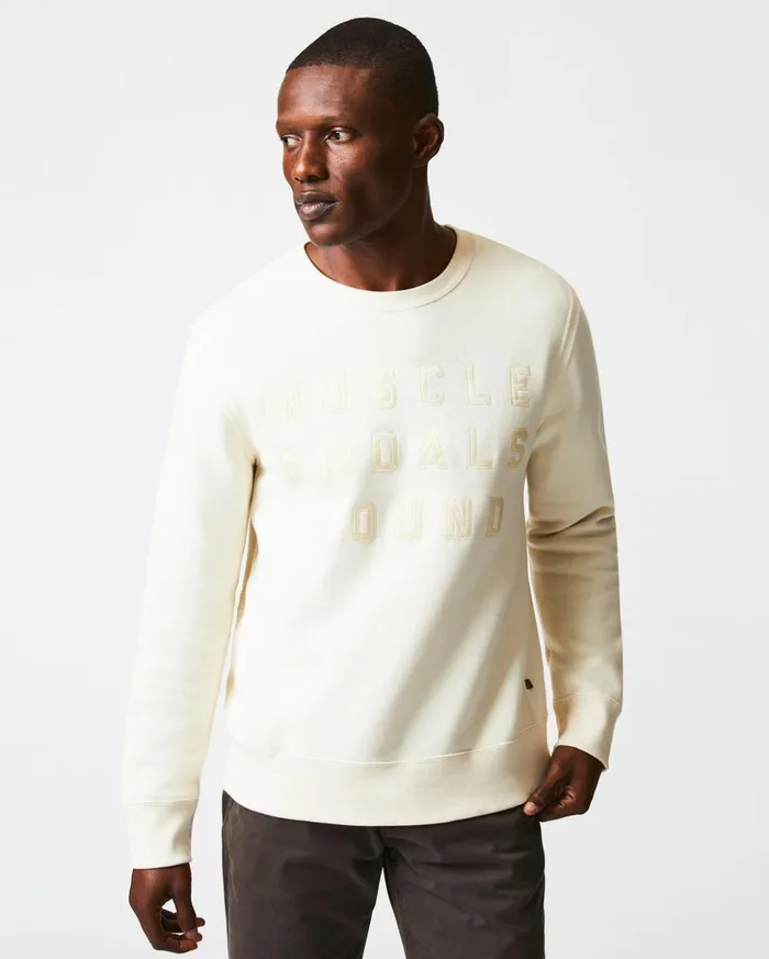 Sweaters and Sweatshirts Men Billy Reid Muscle Shoals Sound Crew Natural