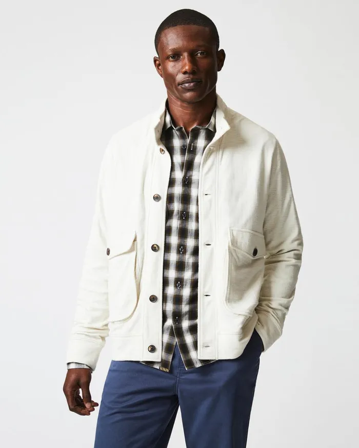 Sweaters and Sweatshirts Men Billy Reid Slub Cotton Cardigan Tinted White