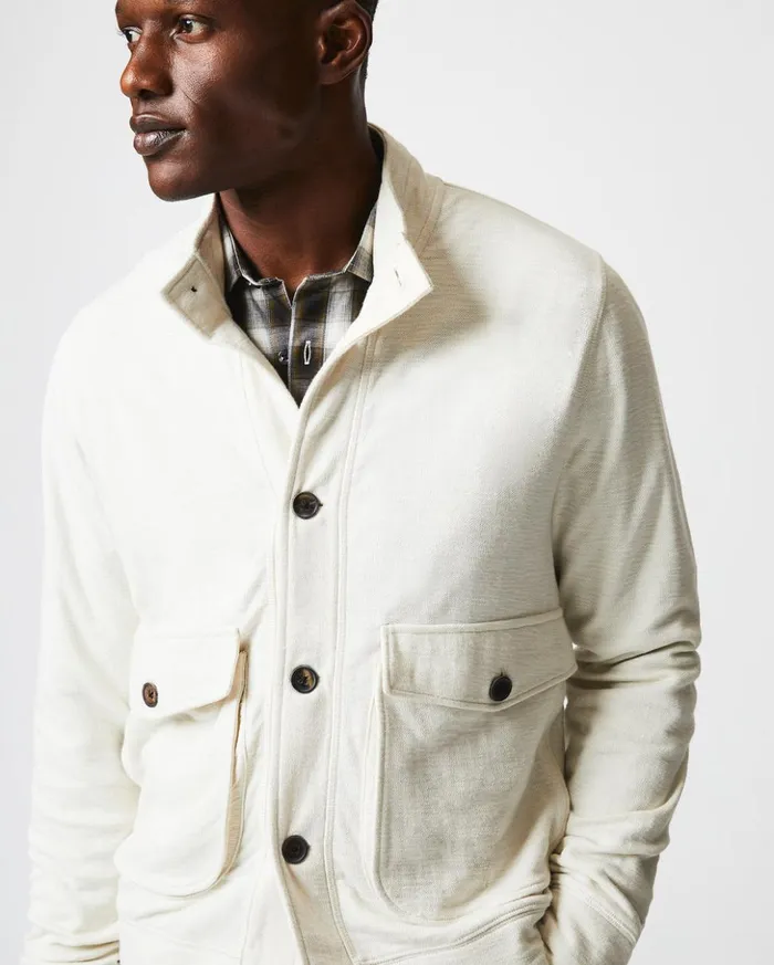 Sweaters and Sweatshirts Men Billy Reid Slub Cotton Cardigan Tinted White