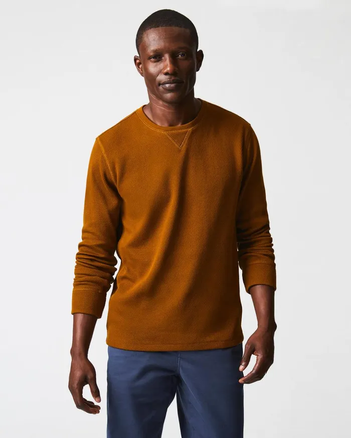 Sweaters and Sweatshirts Men Billy Reid Thermal Ls Crew Billy039s Brown