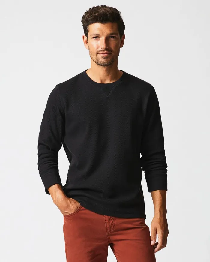 Sweaters and Sweatshirts Men Billy Reid Thermal Ls Crew Black