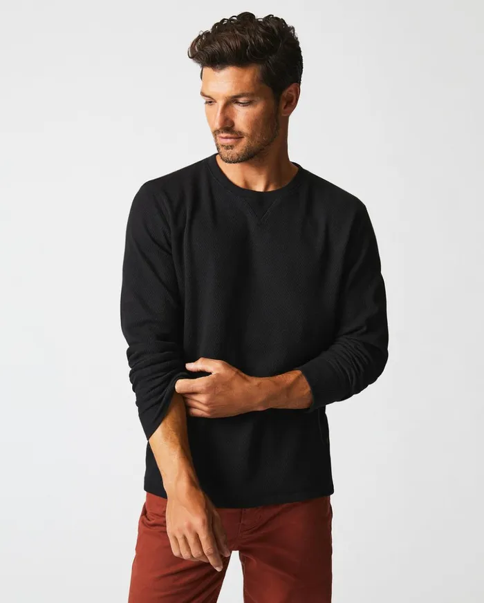 Sweaters and Sweatshirts Men Billy Reid Thermal Ls Crew Black