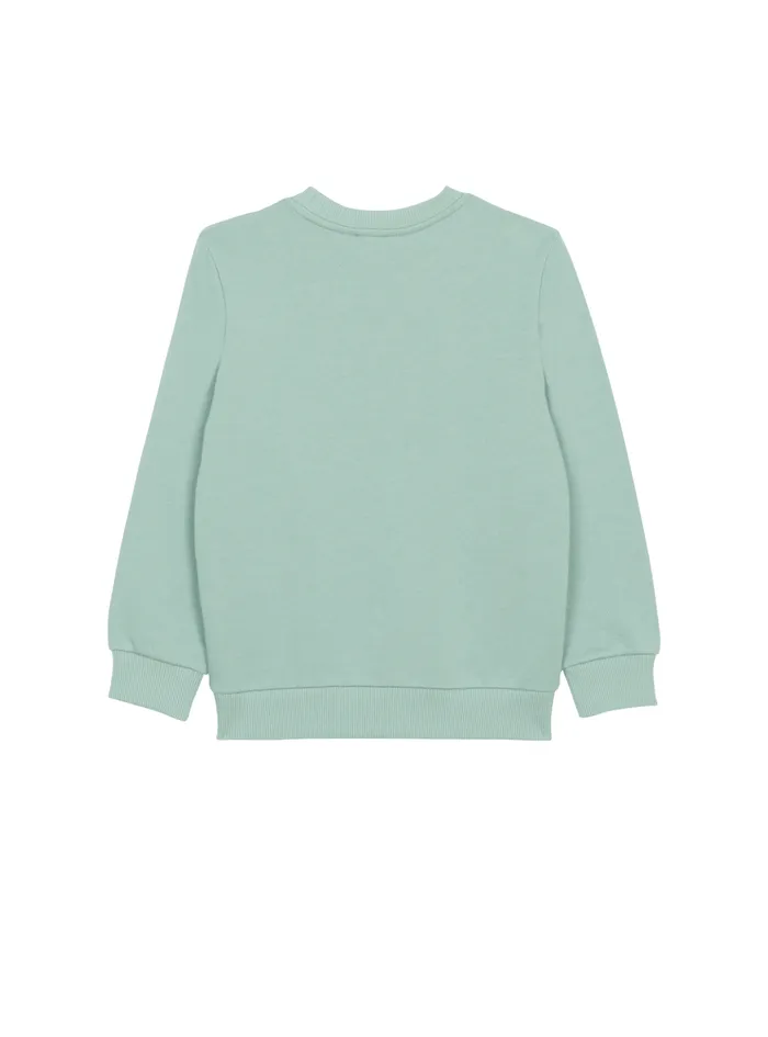 Sweatshirt With Glittery Logo Green Kids Balmain