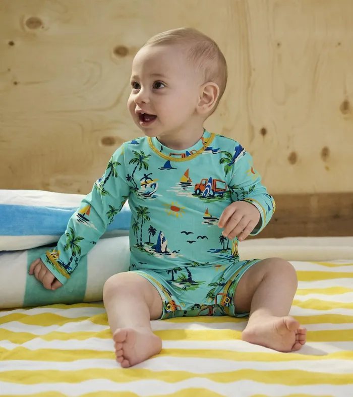Swimwear Baby and Toddler Hatley Baby Boys Vintage Holiday OnePiece Rashguard