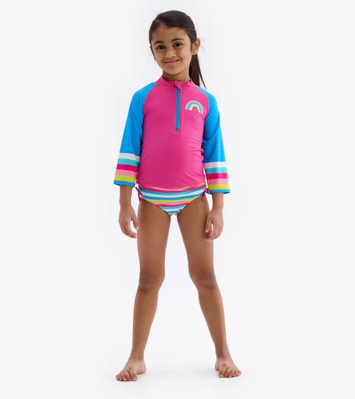 Swimwear Girls Hatley Rainbow Stripe Rashguard Set