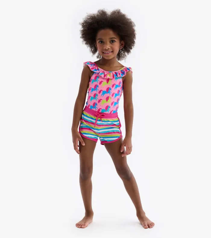 Swimwear Girls Hatley Rainbow Stripes Swim Shorts