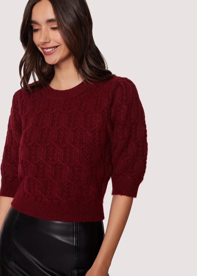 Sydney Short Sleeve Top Burgundy Women Lost Wander Sweaters