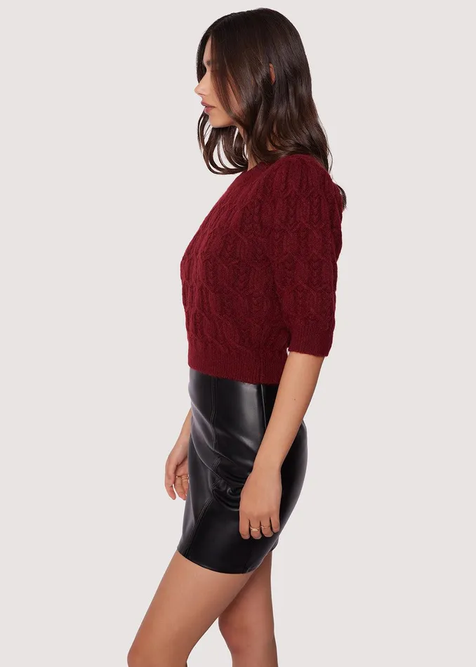 Sydney Short Sleeve Top Burgundy Women Lost Wander Sweaters