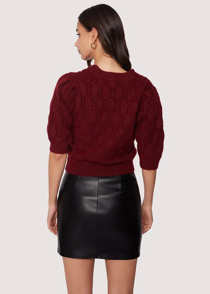 Sydney Short Sleeve Top Burgundy Women Lost Wander Sweaters
