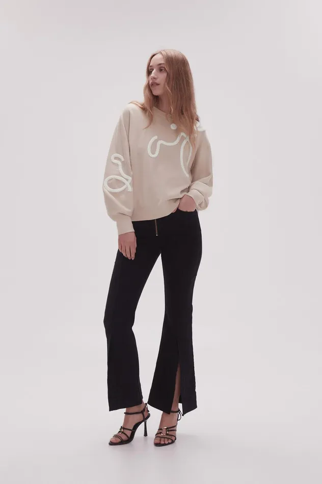 Symbol Calligraphy Knit Jumper Sand Beige Women Aje Knitwear 038 Jumpers