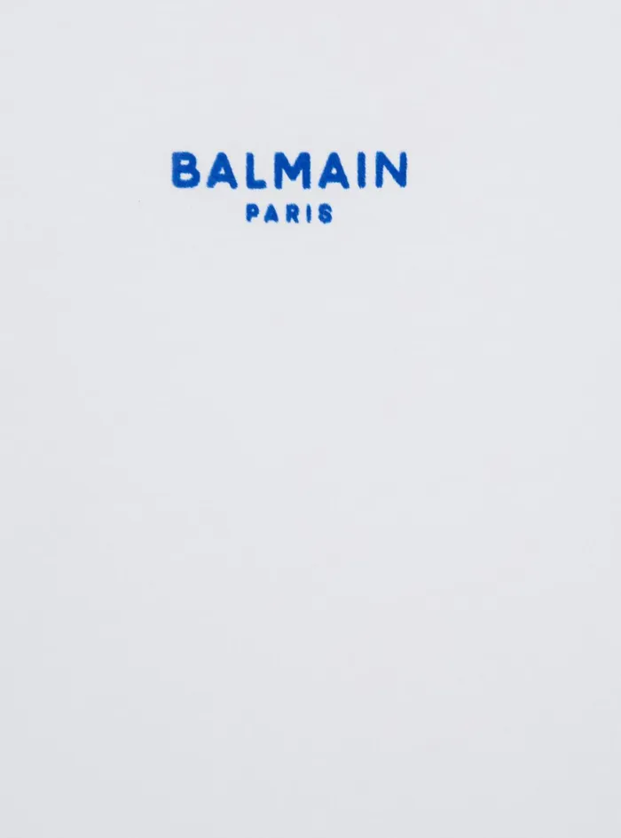 Tshirt With Flocked Paris Logo White Kids Balmain