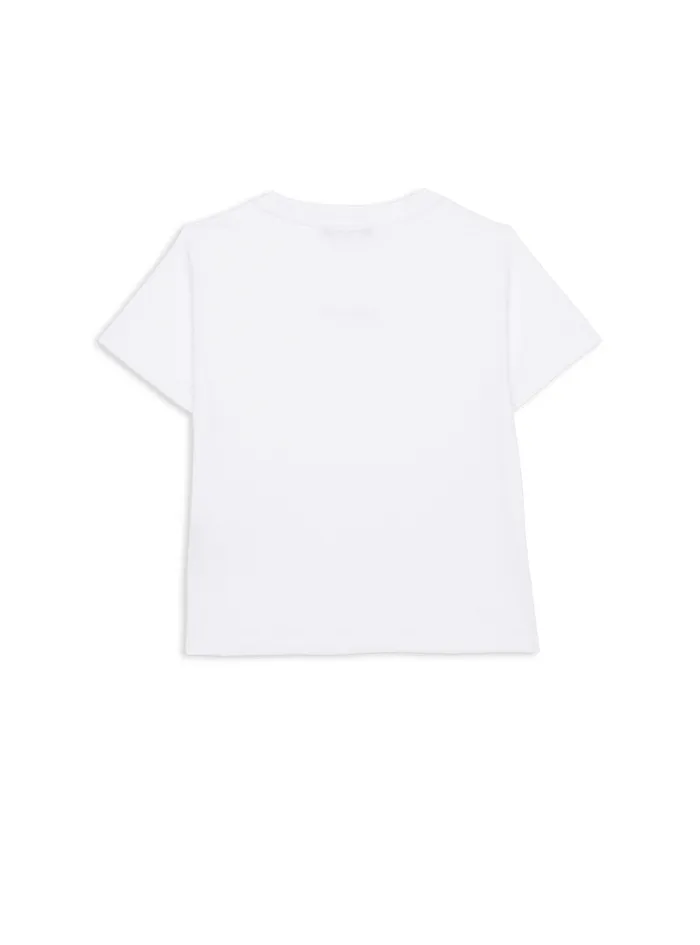 Tshirt With Flocked Paris Logo White Kids Balmain