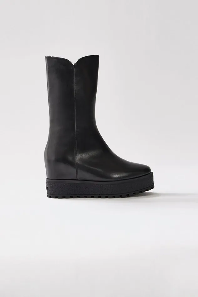 Tall Boots Women Mackage NOBLE Shearlinglined Wedge R Leather Boot For Women Black
