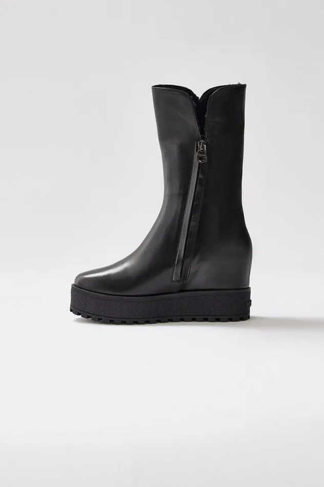 Tall Boots Women Mackage NOBLE Shearlinglined Wedge R Leather Boot For Women Black Tall Boots Women Mackage NOBLE Shearlinglined Wedge R Leather Boot For Women Black