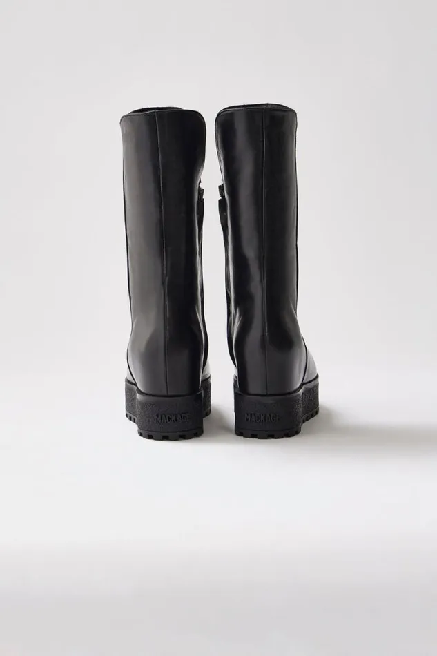 Tall Boots Women Mackage NOBLE Shearlinglined Wedge R Leather Boot For Women Black Tall Boots Women Mackage NOBLE Shearlinglined Wedge R Leather Boot For Women Black