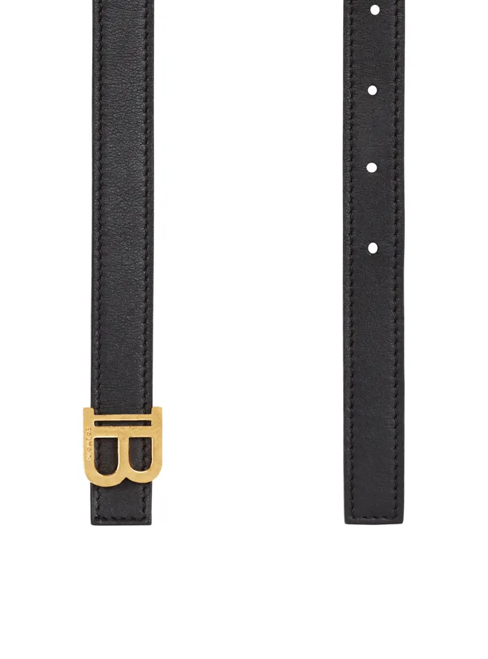 Thin Calfskin BBelt Black Women Balmain Belts