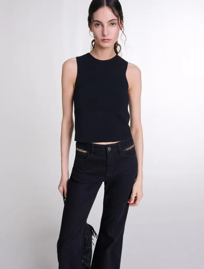 Tops and Shirts Women Maje Knit Crop Top Black