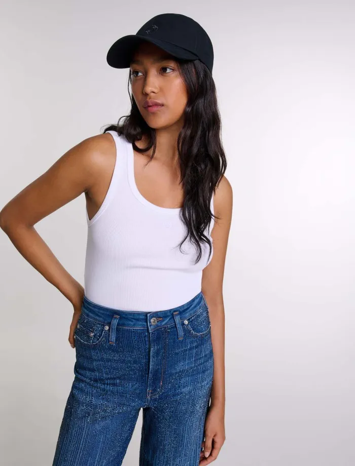 Tops and Shirts Women Maje Rib Knit Tank Top White