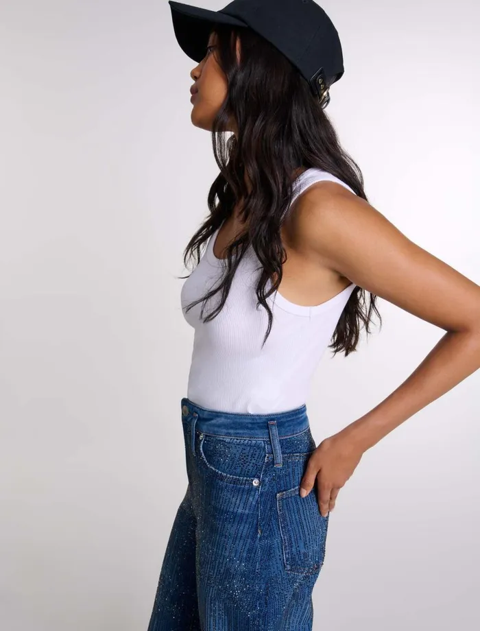 Tops and Shirts Women Maje Rib Knit Tank Top White