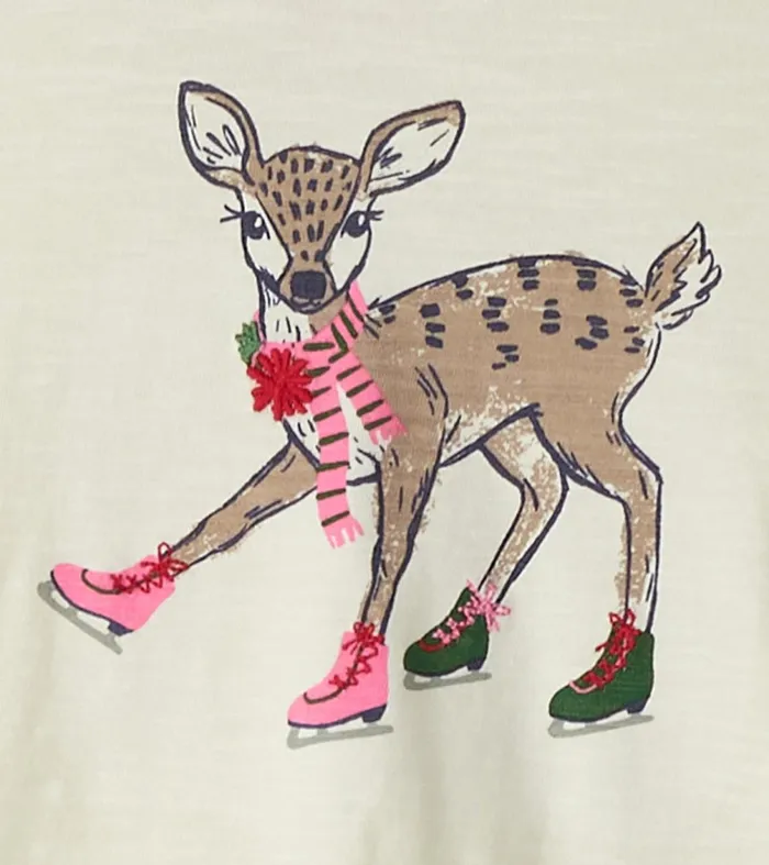 Tops Baby and Toddler Hatley Baby and Toddler Skating Deer Long Sleeve TShirt
