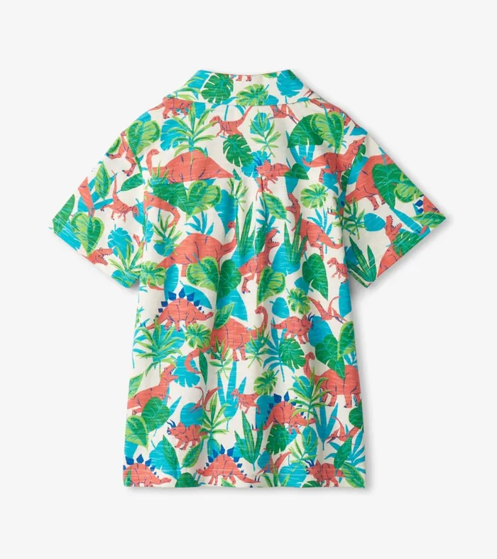 Tops Boys Hatley Boys Jungle Dino Short Sleeve Jersey Button Down