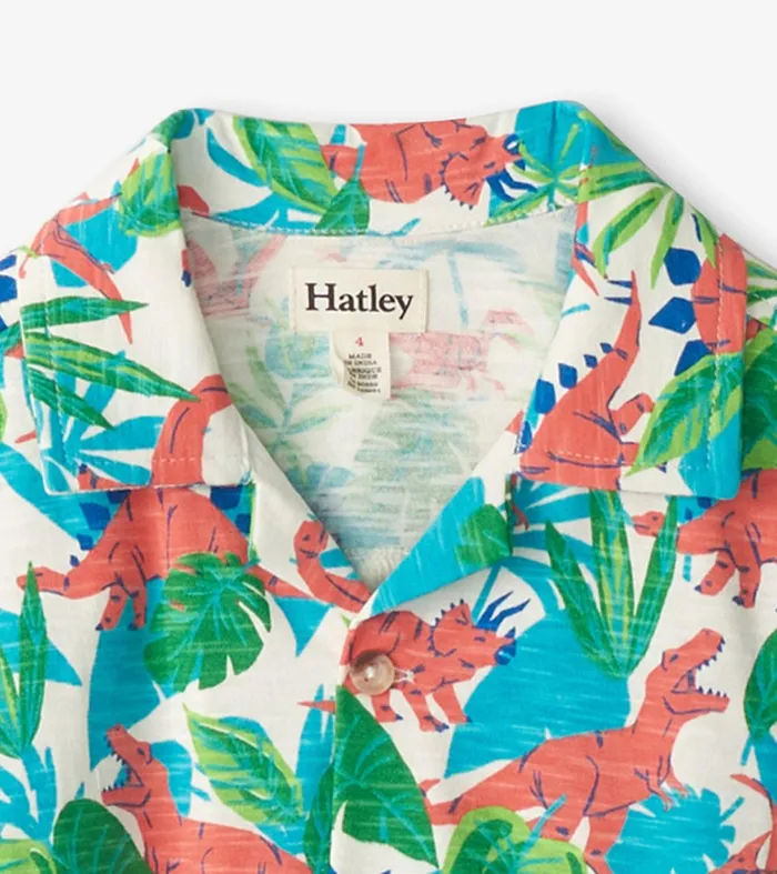 Tops Boys Hatley Boys Jungle Dino Short Sleeve Jersey Button Down