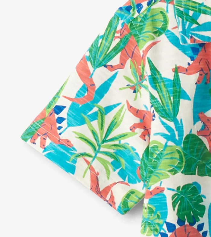 Tops Boys Hatley Boys Jungle Dino Short Sleeve Jersey Button Down