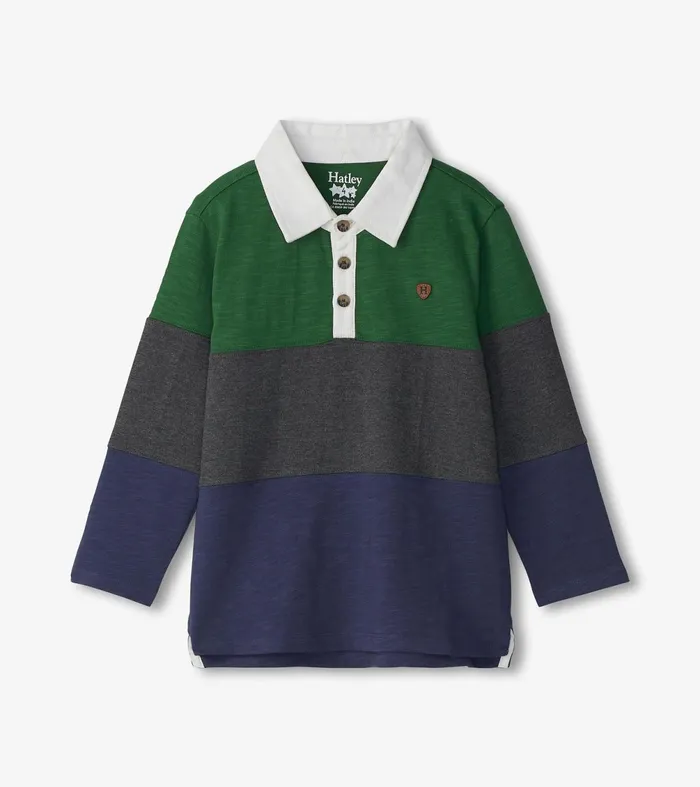 Tops Boys Hatley Boys Preppy Panelled Long Sleeve Polo Shirt