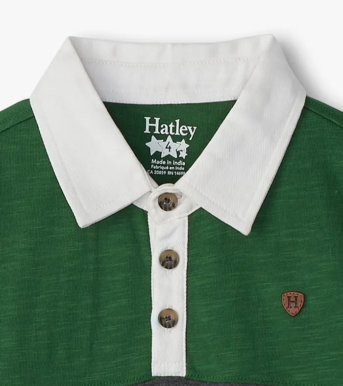 Tops Boys Hatley Boys Preppy Panelled Long Sleeve Polo Shirt