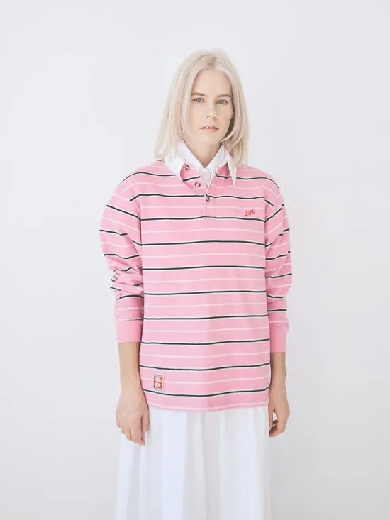 Tops Lisa Says Gah Women Remie Rugby Shirt Pink Stripe