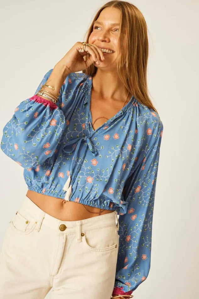 Tops Shop Natalie Martin AMELIA TOP Pinwheel Denim