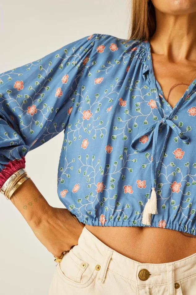Tops Shop Natalie Martin AMELIA TOP Pinwheel Denim