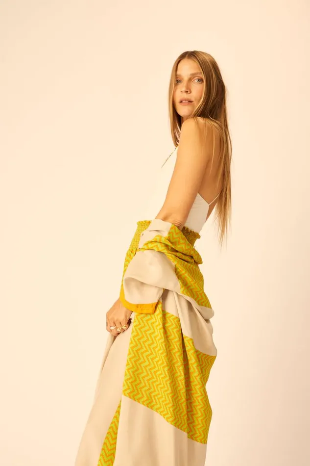 Tops Shop Natalie Martin LENNON KIMONO Block Zigzag Tangerine